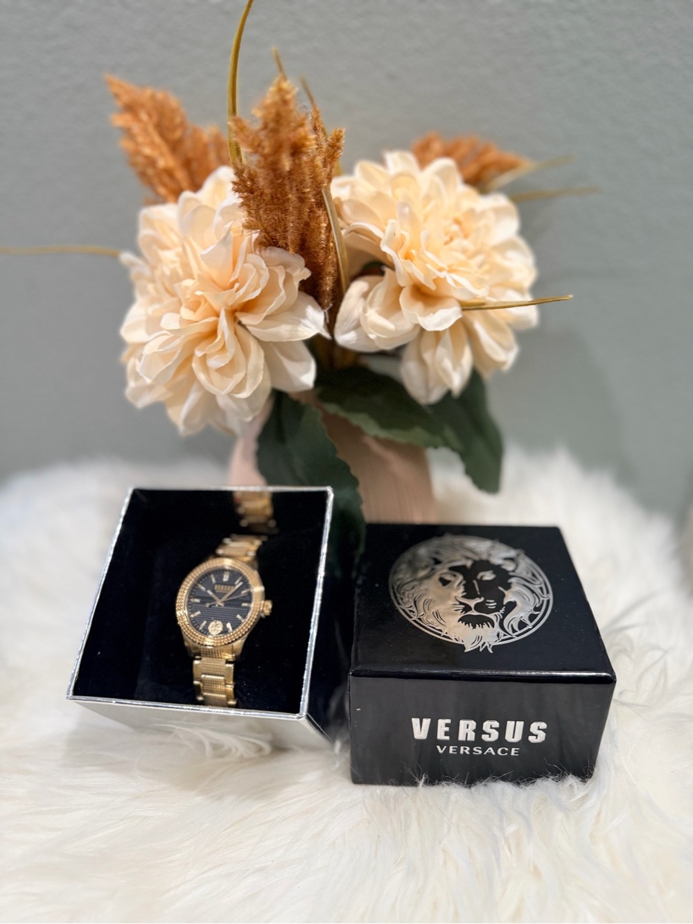 Versus Versace Gold and Black Womens Bracelet Watch